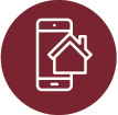 Icon of a home in front of a phone.